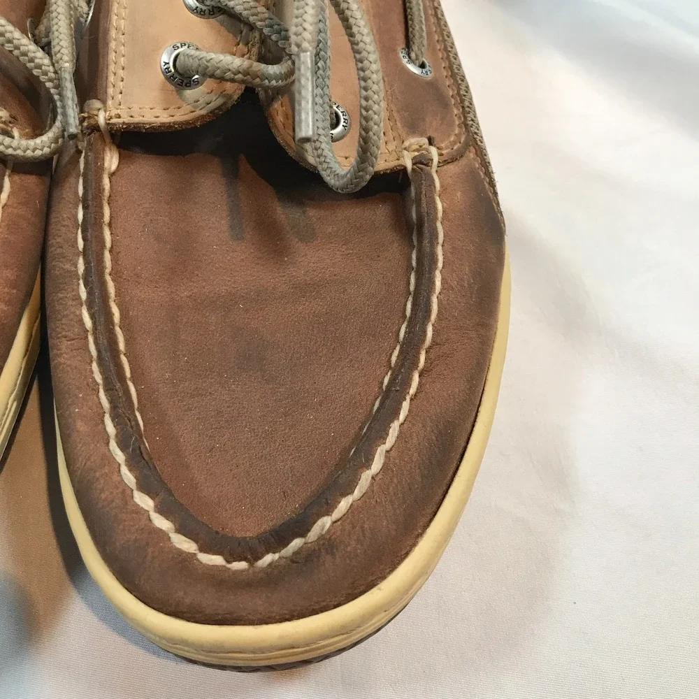 Sperry‎ Top-Sider Billfish Boat 3-Eye Tan/Beige Leather Lace Up Shoes Mens 9.5 M